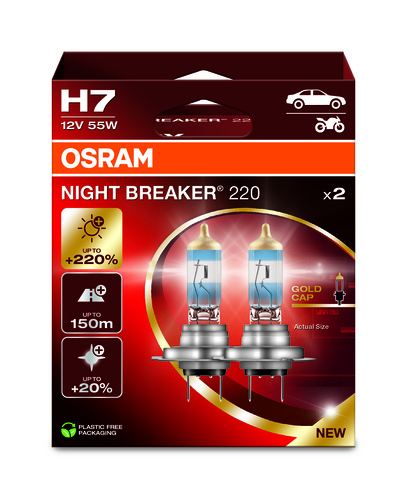 Halogenlampa H7 Night Breaker 200 2-p