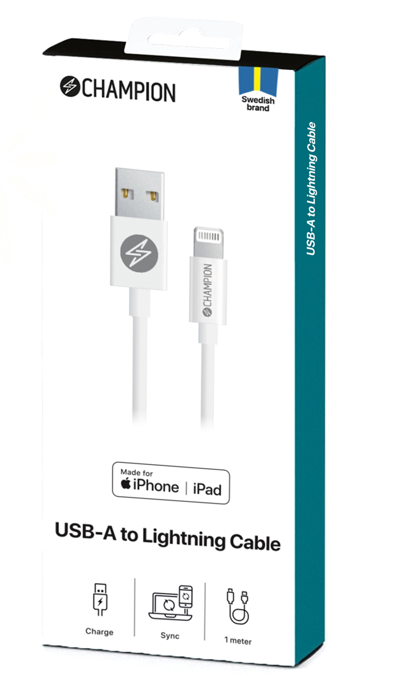 Kabel USB-Lightning iPhone 5-XS mfl vit 1 m