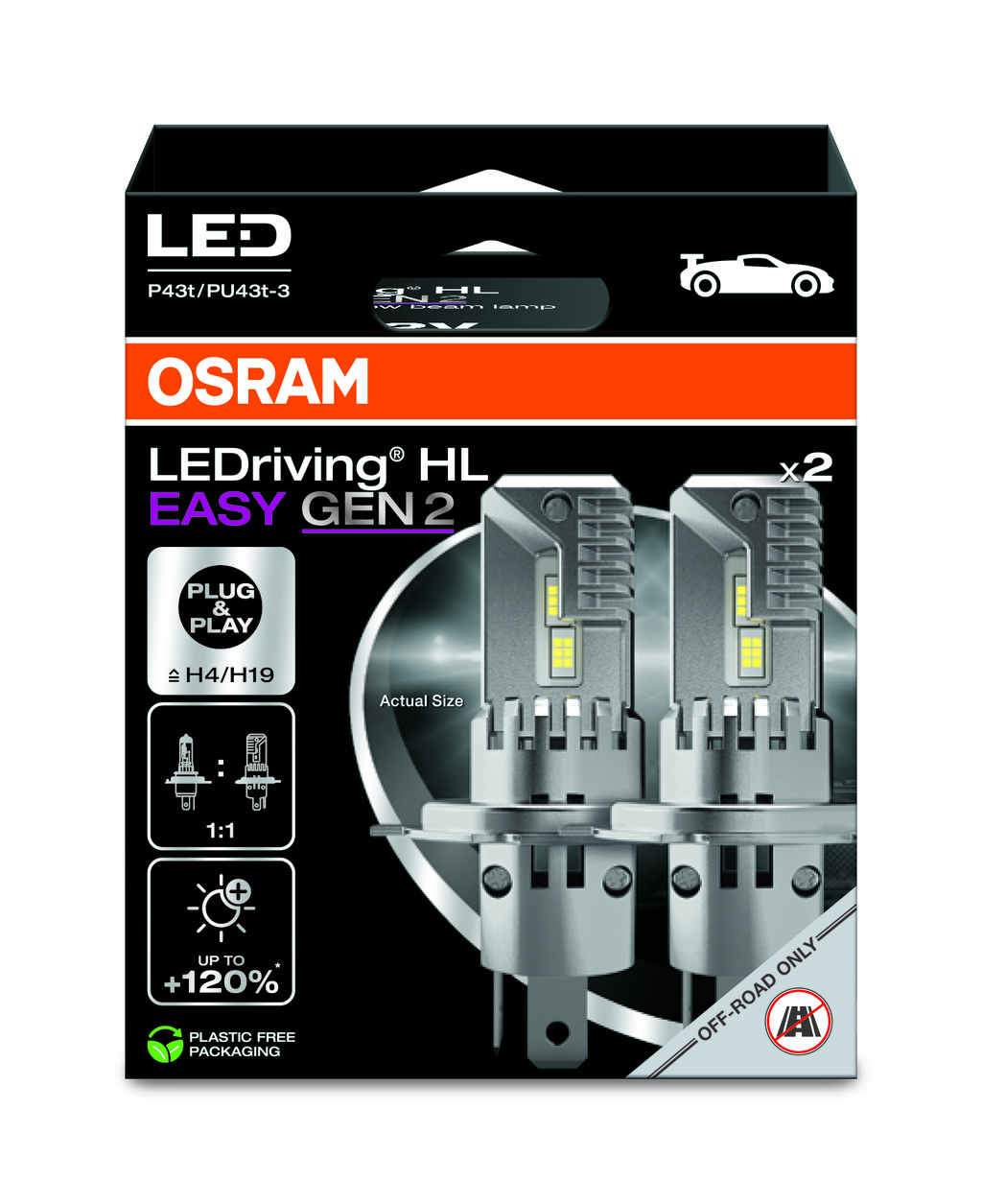 Ledlampa H4 LEDriving HL EASY 2-pack