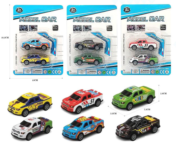 Bil 7 cm 2-pack sorterade modeller