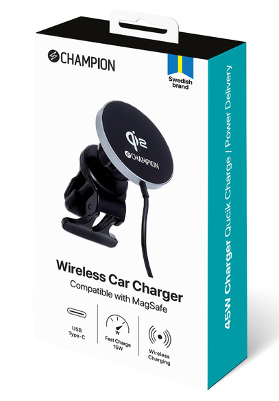 Mobilhållare Bil QI 15W svart
