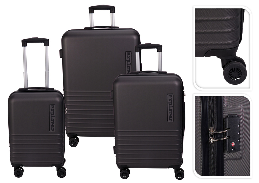 Resväskor 3 delar mörkgrå