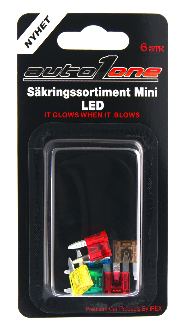 Säkringssortiment flatstift mini LED 6 st