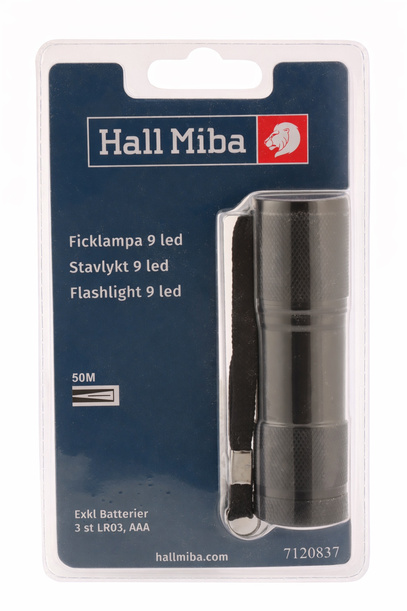 Ficklampa 9 LED aluminium
