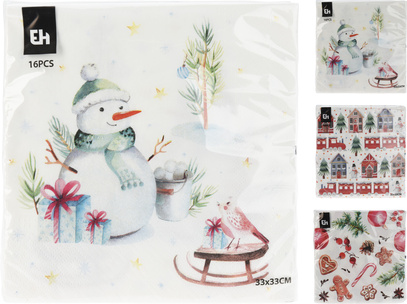Servett 33 x 33 cm julmotiv 16-pack