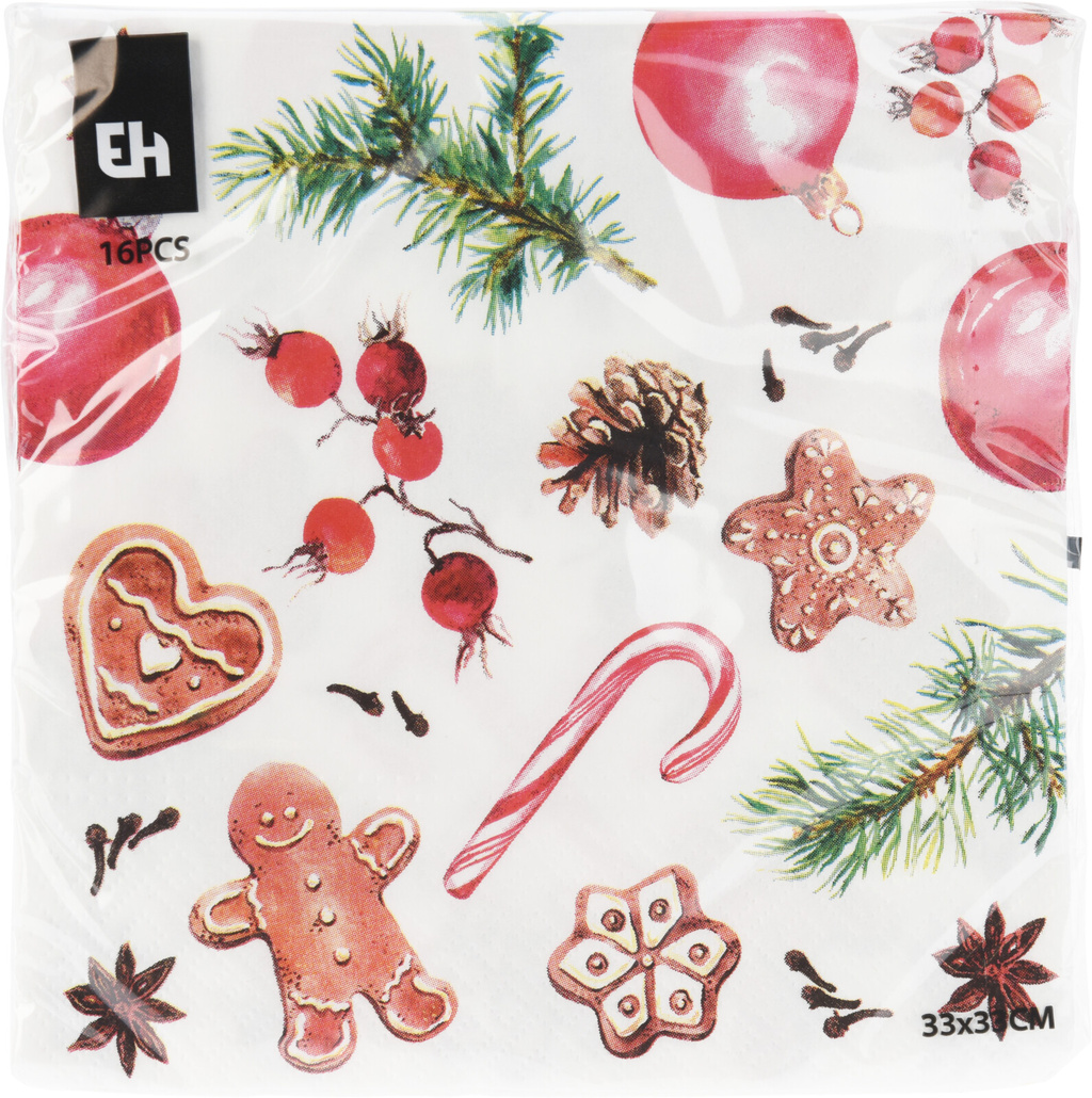 Servett 33 x 33 cm julmotiv 16-pack