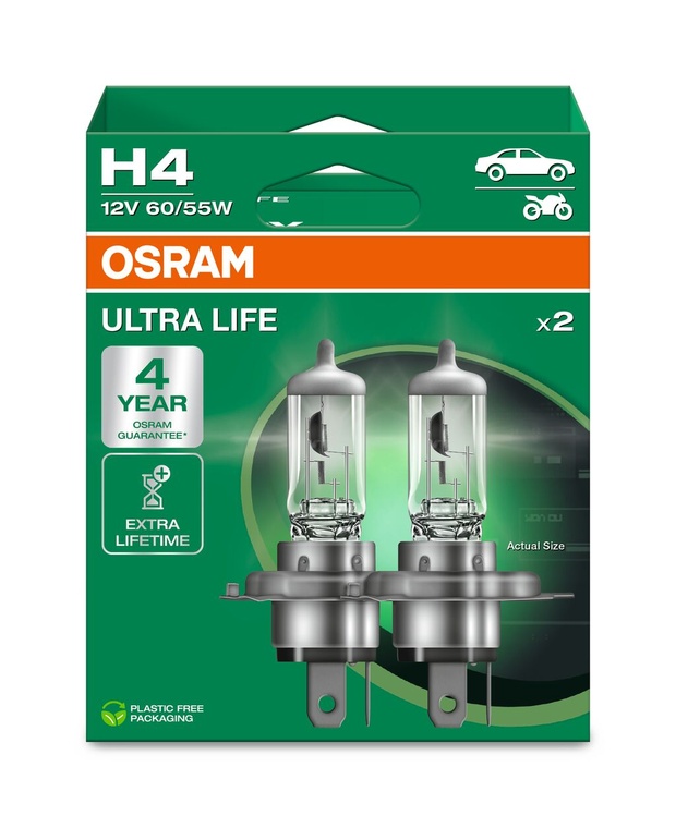 Halogenlampa H4 UltraLife 12V 55W 2-p