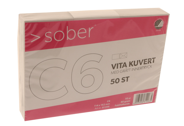Kuvert C6 vita 50-p