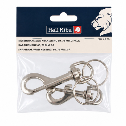 Karbinhake med nyckelring 60, 79 mm 2-p