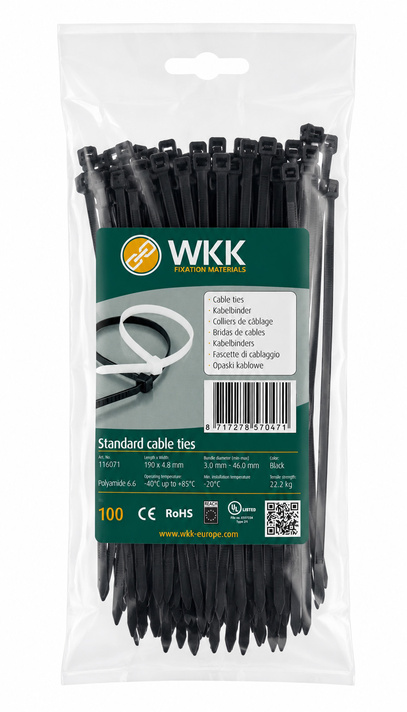 Buntband 190 x 4,8 mm svart 100-pack