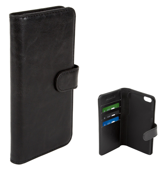 Mobilskal wallet case PU svart iPhone 6/6S