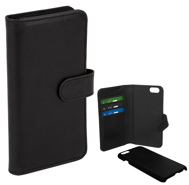 Mobilskal wallet case läder svart iPhone 6/6