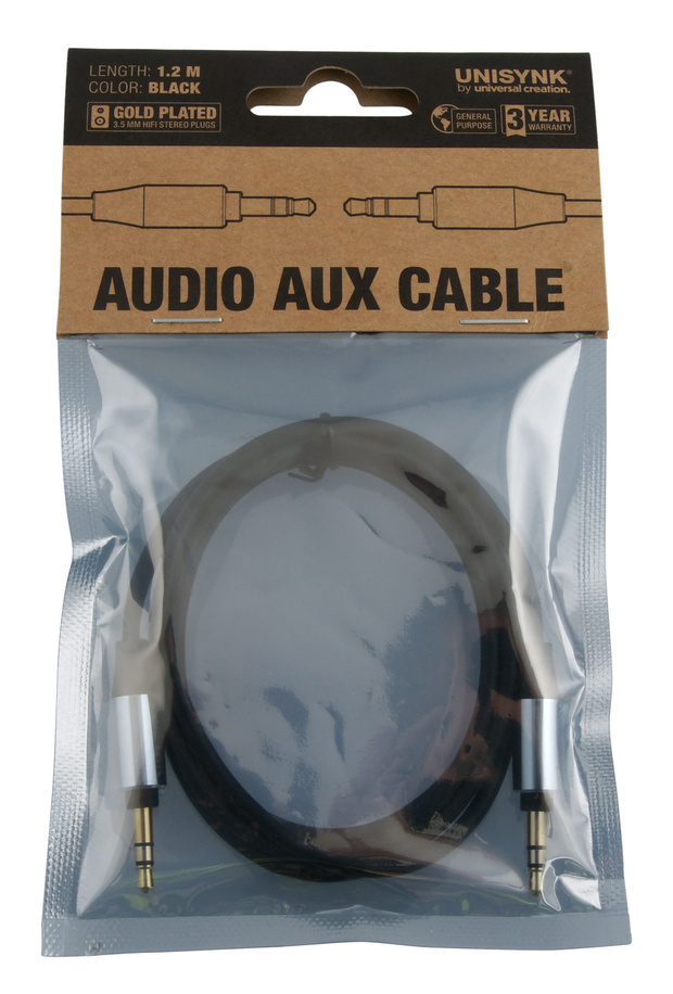 Kabel AUX Audio 3,5 mm svart 1,2 m