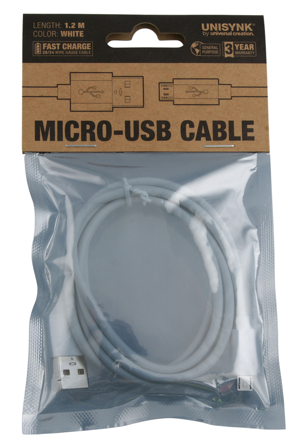 Kabel USB-Micro vit 1,2 m