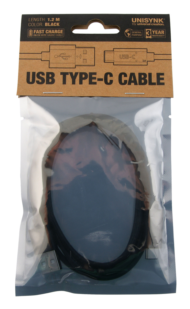 Kabel USB Type-C svart 1,2 m