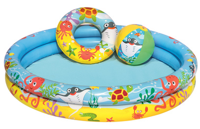 Pool 122 cm diameter med badboll och simring