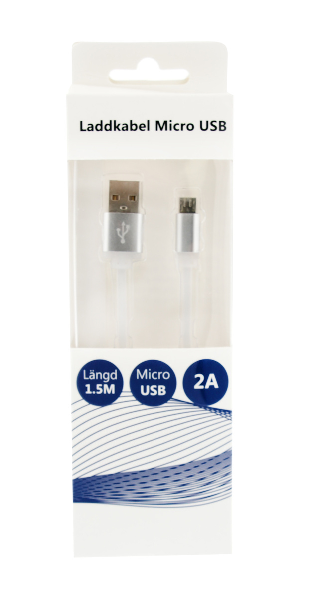 Laddkabel Micro USB 1,5 m vit