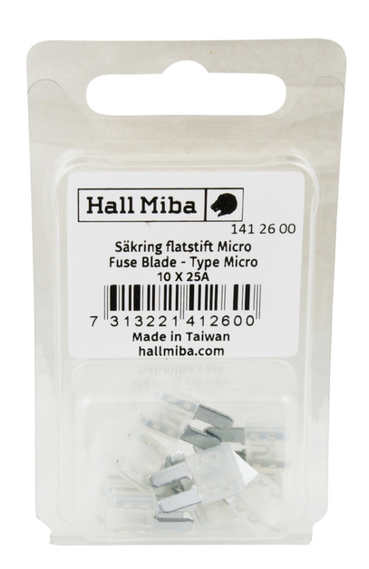 Säkring micro flatstift 25A vit