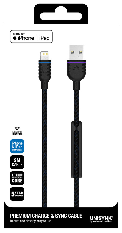 Premium USB-A till Lightning-kabel 2m