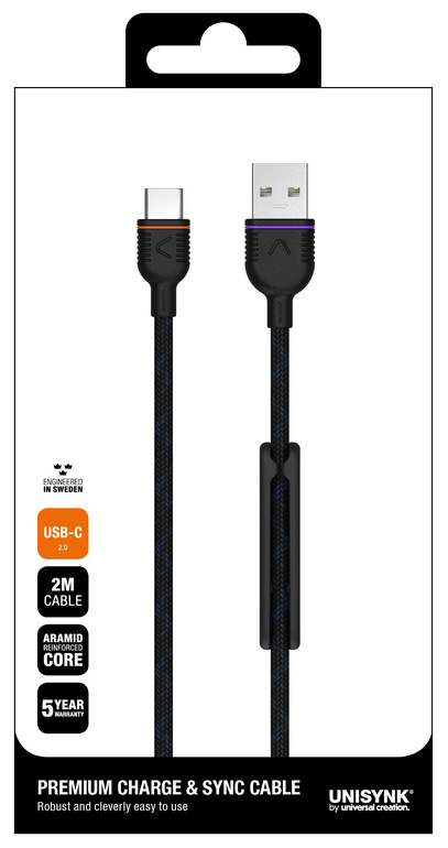 Premium USB-A till USB-C-kabel 2m