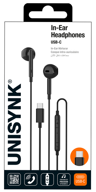 Headphones in ear svart USB-C