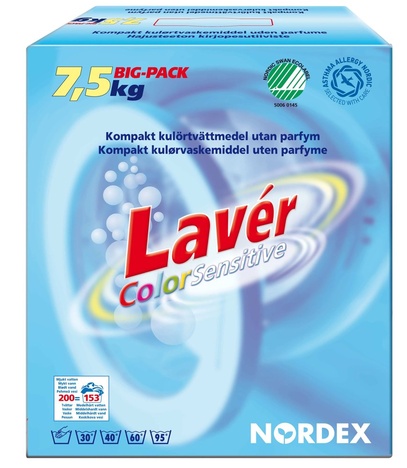 Tvättpulver 7,5 kg Lavér Color Sensitive