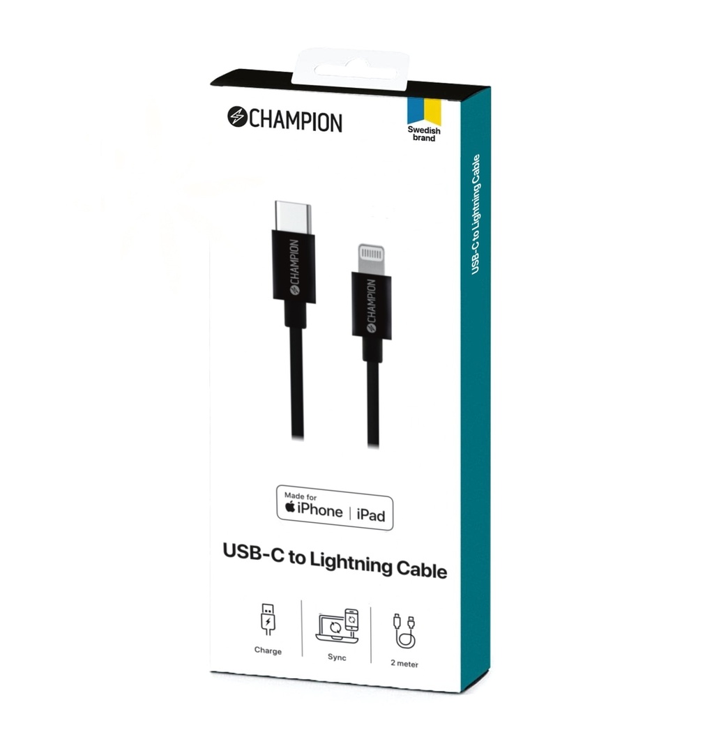 Kabel USB-C till Lightning 2m svart